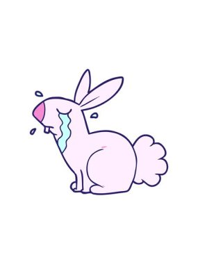 Çizgi filmdeki tavşan ağlamasının hareketli animasyonu.