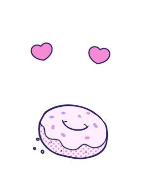 dönen kalpler çizgi film donutlarının canlandırması serpiştirilmiş