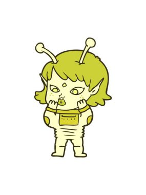 Güzel çizgi filmlerdeki gergin uzaylı kızın renk animasyonu değişiyor.