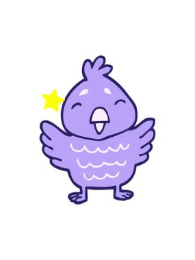 Parıldayan yıldızlar çizgi film karikatürü mavi kuşun animasyonunu etkiler.