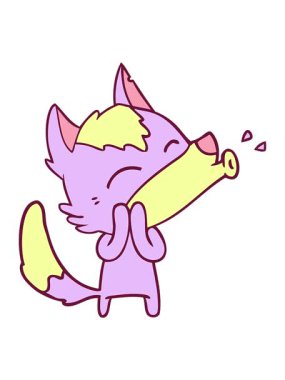 Tilki çizgi film karakterinin parlak renkli animasyonunu salla ve durdur