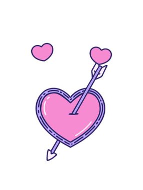 dönen kalp animasyonu ikonik dövme stili bir ok ve kalbin çizimi