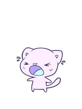 Tatlı çizgi film kedisinin ağlamasını canlandırıyorum.