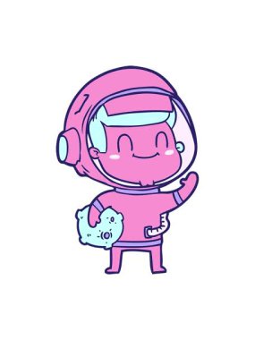 Çizgi film astronotunun hareketli animasyonu