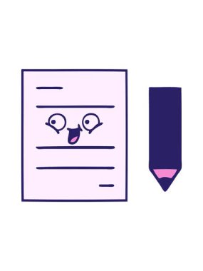 Bir deneme kağıdının sevimli karikatürünü salla ve durdur