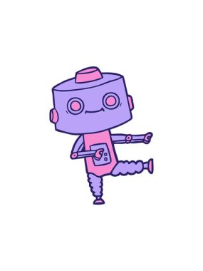 Çizgi film androidi karakterinin dikkat çekici animasyonu