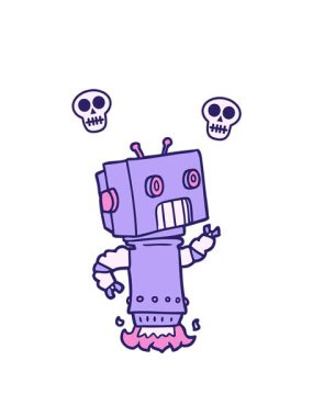 Çizgi film android tasarımının kafatası animasyonu