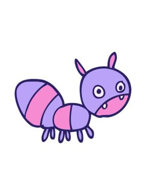 shivering motion animation of cartoon doodle anxious ant