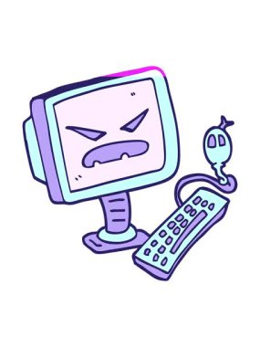 el çizimi çizgi film stili şeytani bilgisayarın animasyonunu aç.