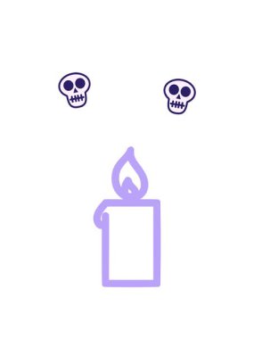 spinning skulls animation of burning candle symbol icon