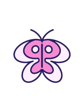 Basit sevimli kelebek çiziminin radyoaktif parlak animasyonu