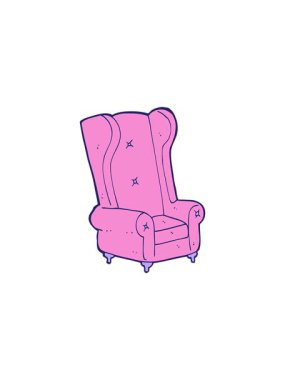 splitting effect animation of cartoon old armchair