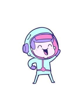 Mutlu çizgi film astronot tasarımının hareketli animasyonu