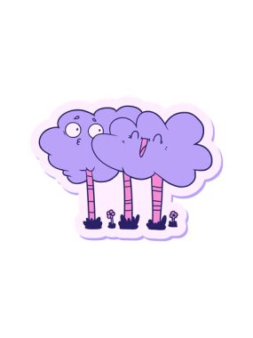 Yüzleri olan bir çizgi film ağacının çıkartmasını canlandırın.