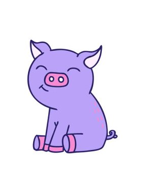 Elle çizilen tuhaf çizgi film domuzunun basınçlı animasyonu