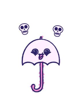 Bir Şemsiye Tebeşir Çiziminin kafatası animasyonu