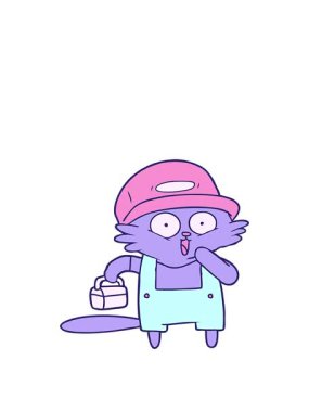 Çizgi film yapımcısının öğle yemeği için durmasını canlandırıyorum.