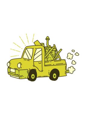 Hurda taşıyan geleneksel dövme kamyonunun renk animasyonu değişiyor