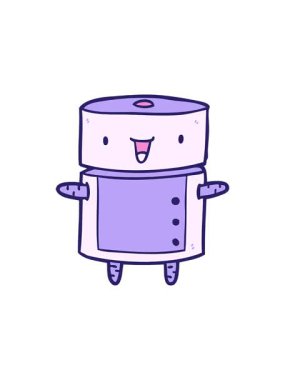 Tatlı çizgi film robotunun dönen hareketli animasyonu