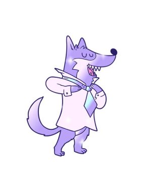 Çizgi film karakteri Wolf 'un giyinmesinin ışıltılı etkisi.