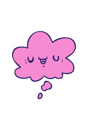 Mutlu çizgi film suratını düşünce baloncuğuyla canlandırıyorum.