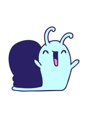 Kawaii çizgi filminin hareketli animasyonları mutlu tatlı salyangoz.