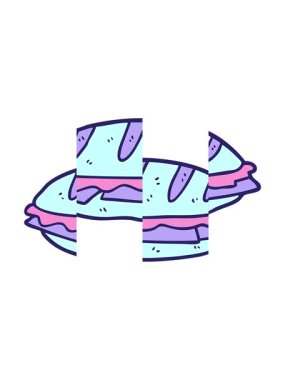 Çizgi film satranç sandviçinin bölünen hareketi.