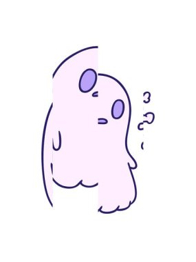 Kawaii 'nin tatlı hayalet görüntüsünün bölünmüş hareket animasyonu