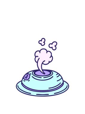 stretching up animation of a covered steaming bowl of japanese food