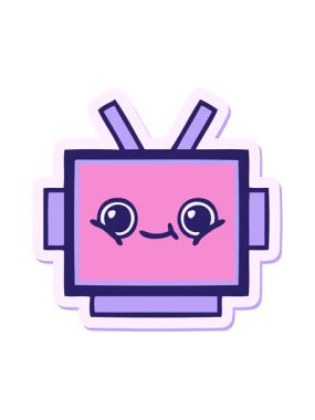 Tatlı bir robot kafasının hareketli çıkartması.