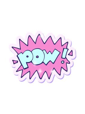 Bir karikatür pow sembolünün yapıştırmasının simge etkisi