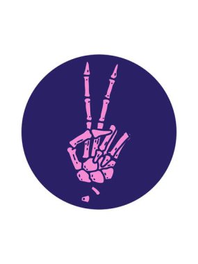 Dikkat çekici barış işareti iskeleti canlandırması