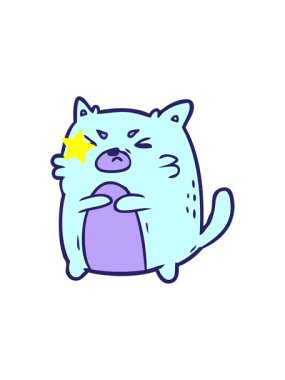 Parıldayan yıldızlar kızgın bir kedinin çizgi filmini canlandırır.