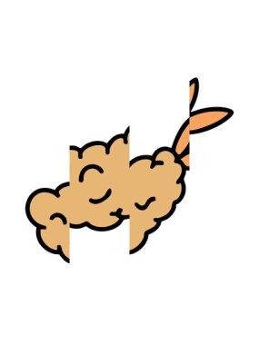 Japon tempura kızarmış shimp aperatifinin hareketli animasyonu