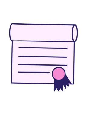 Sertifikanın sevimli bir çizgi filminin titreşimli hareket animasyonu