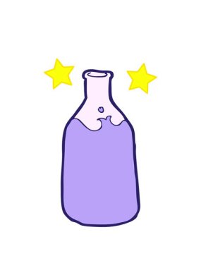 spinning stars animation of cartoon bottle