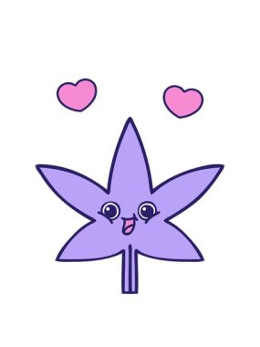 dönen kalpler marihuana yaprağının sevimli bir çizgi filminin animasyonu