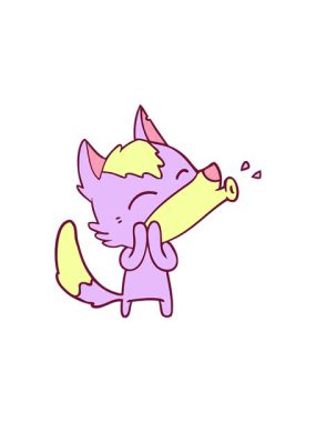 parlak renkli tilki çizgi film karakterinin radyoaktif parlayan animasyonu