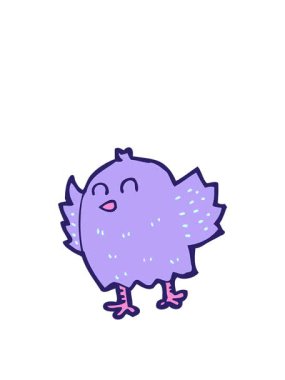 Neon renkli kuşun çizgi filminin yükselişi ve yüzüşü