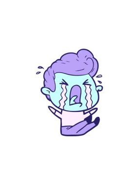 Radyoaktif parlayan çizgi film karakteri ağlayan adamın animasyonu