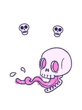 Spooky Kurukafa Tebeşiri Çiziminin dönen kafatası animasyonu