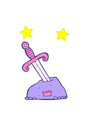 dönen yıldızlar taştaki çizgi film kılıcının animasyonu