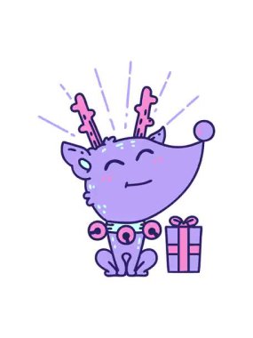 Geleneksel dövme stili bir Ren geyiğinin titreşimli animasyonu