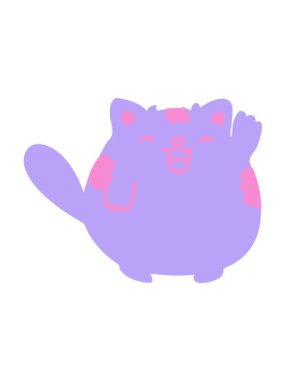 Titreşimli hareketli sevimli çizgi film kedileri el sallıyor.