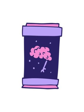 Kavanozda karikatür karikatür beyninin basınçlı canlandırması