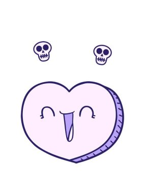 Çizgi film aşk kalbinin kafatası animasyonu.