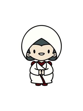 Geleneksel düğün kıyafetleri içinde Japon bir kadının hareketli animasyonu.