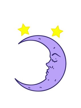 dönen yıldızlar ikonik dövme şeklindeki hilal şeklindeki bir ayın animasyonu