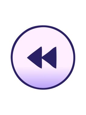 Bir geri sarma düğmesinin gradyan gölgelendirilmiş çizgi filminin hareket animasyonu