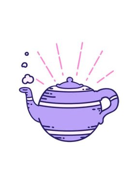 Geleneksel dövme stili buharlı çaydanlığın canlandırmasının hareketli canlandırması